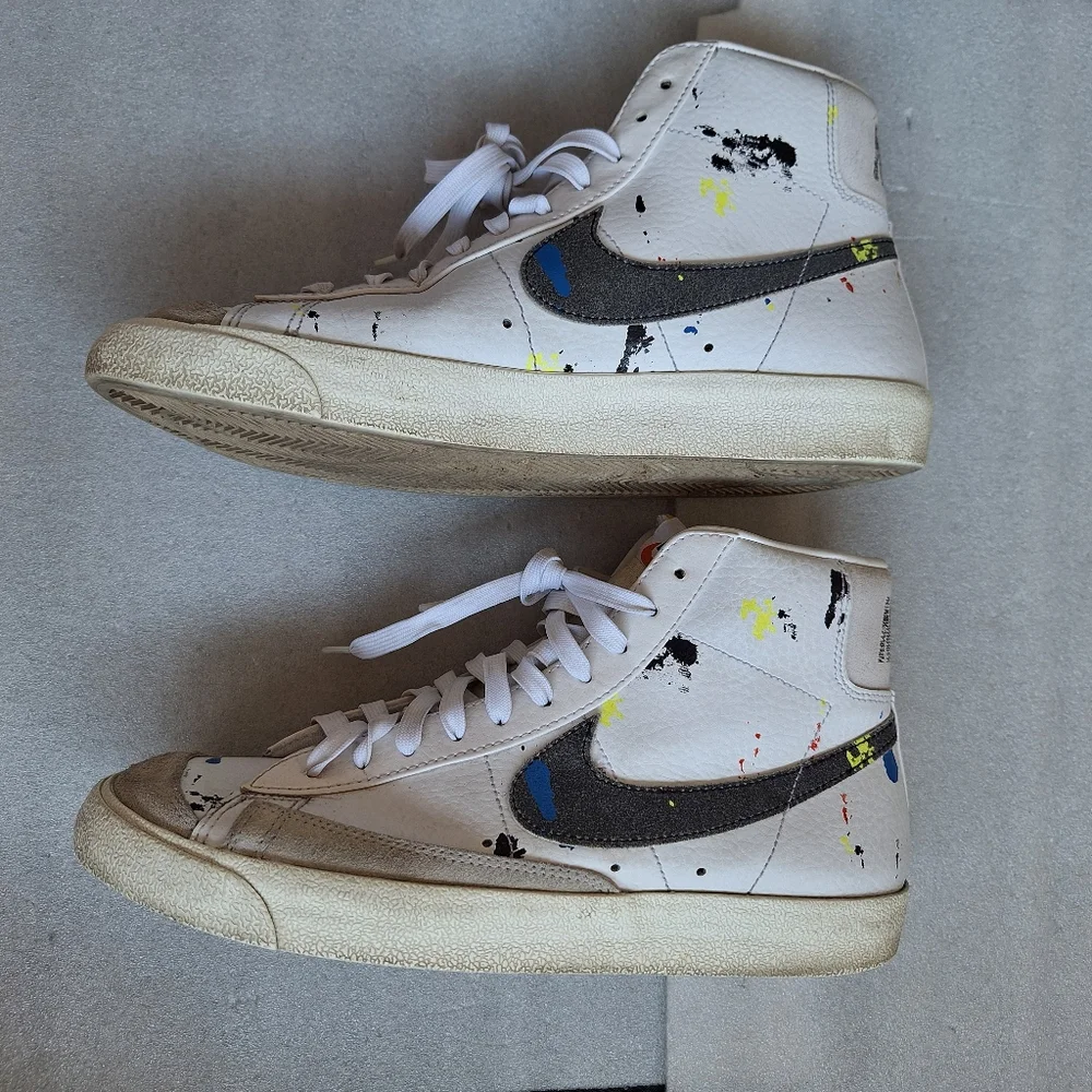 Nike Blazer Mid '77 Paint Splatter White Leather Men's 10.5